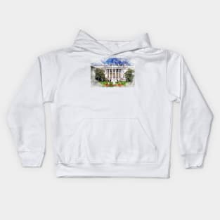 The White House in Washington DC Watercolor - 02 Kids Hoodie